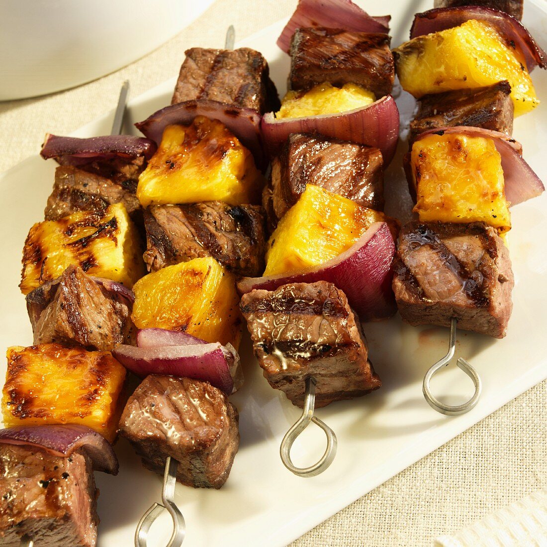Beef, Red Onion and Pineapple Shish Kabobs