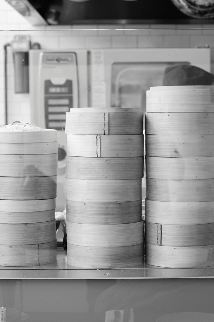 Stacks of Steamer Baskets