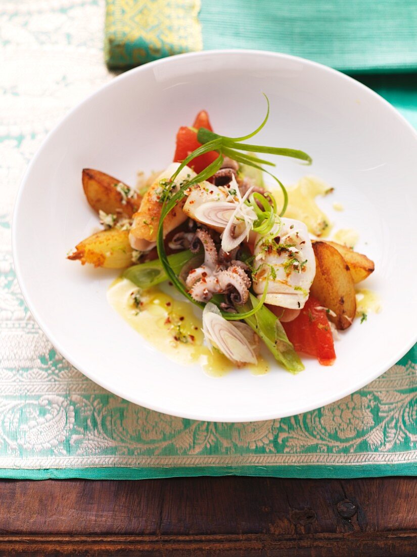 Grilled calamaretti with a Thai curry mayonnaise