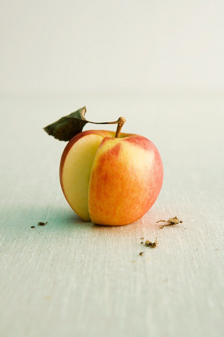 An Elstar apple, with a wedge cut out