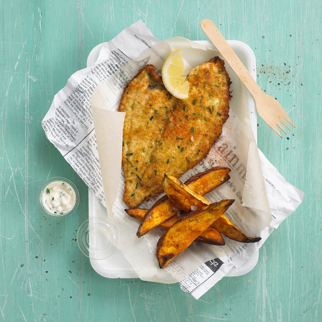 Fish and chips on newspaper