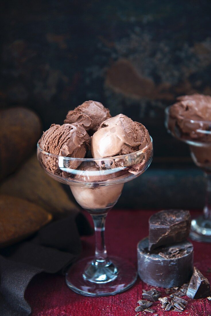 Chocolate ice cream with cocoa