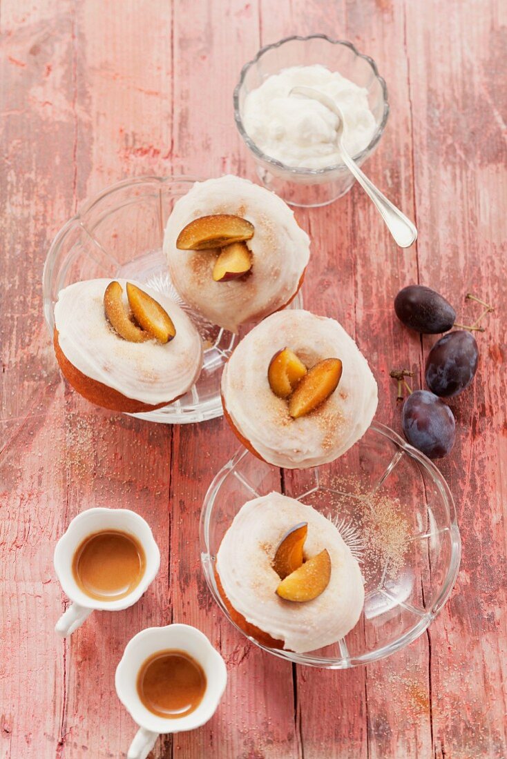 Plum doughnuts with espresso