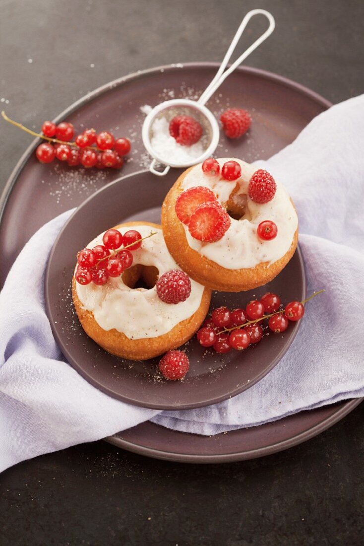 Doughnuts with red berries