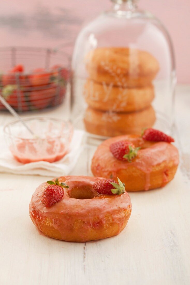 Strawberry doughnuts