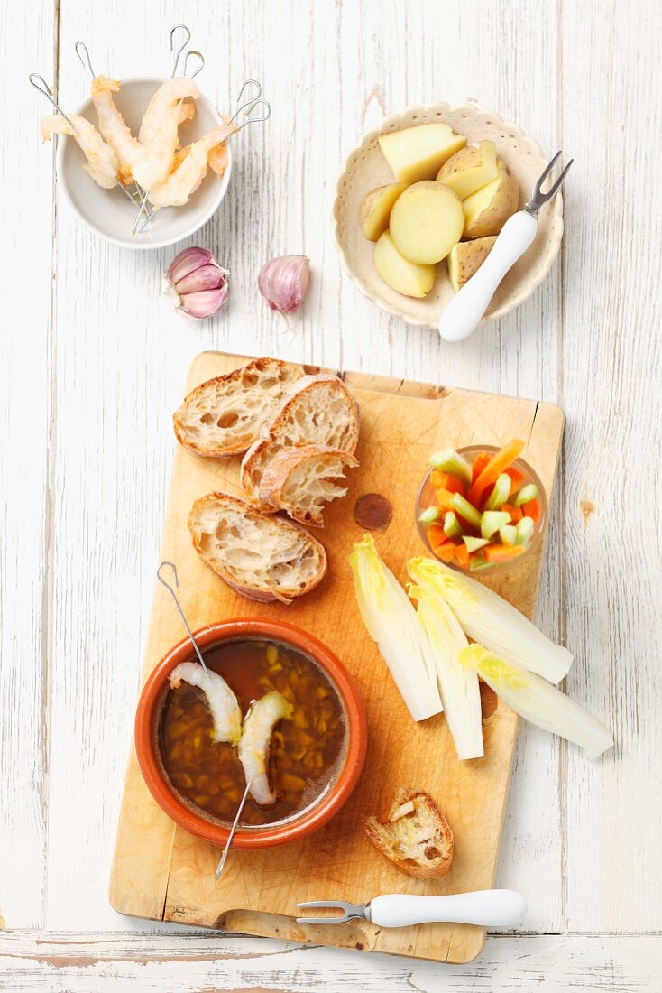 Bagna cauda (vegetables with warm anchovy sauce, Italy)