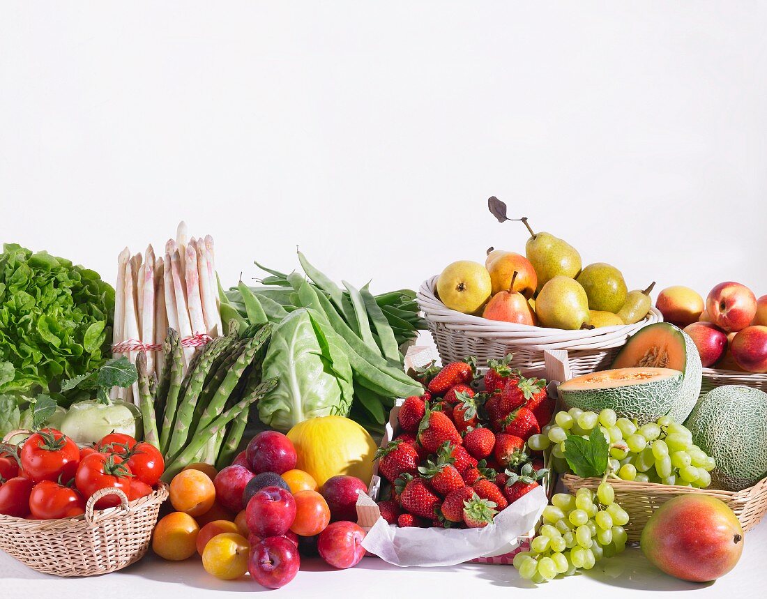 Assorted types of fruits and vegetables