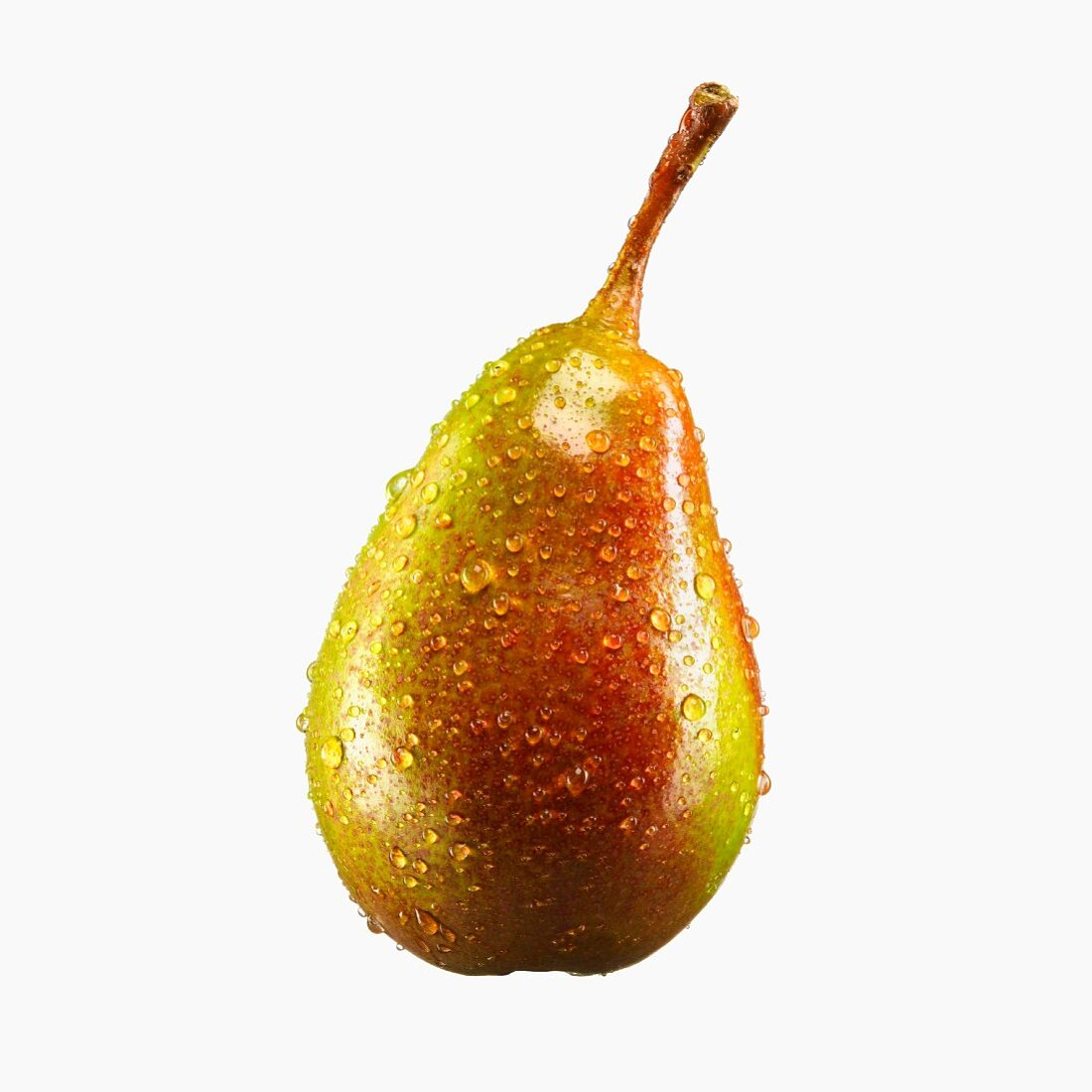A pear with drops of water