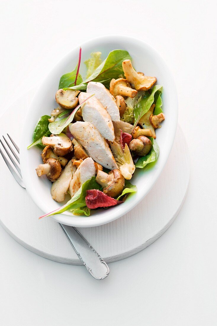 Mushroom salad with chicken