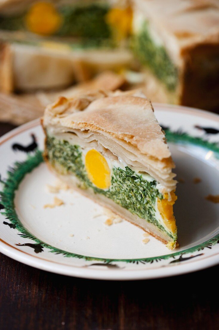 Torta Pasqualina (spinach pie with egg, Italy)