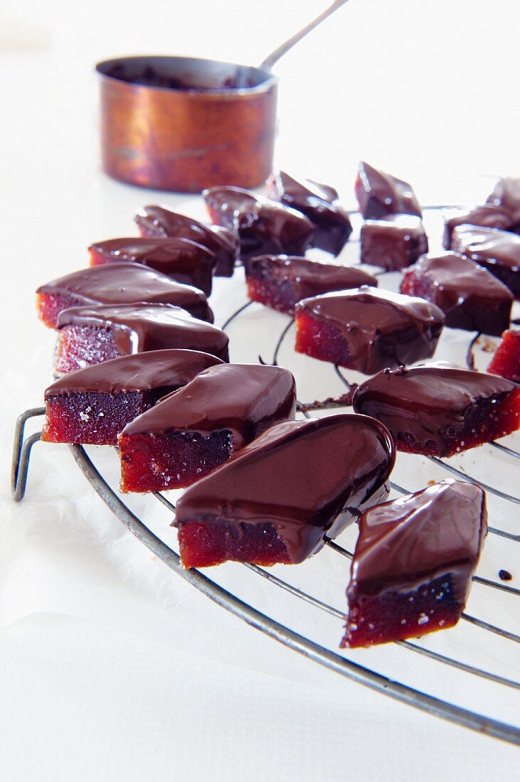 Quince sweets dipped in chocolate