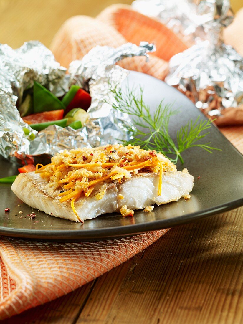 Fillet of coalfish with a carrot crust