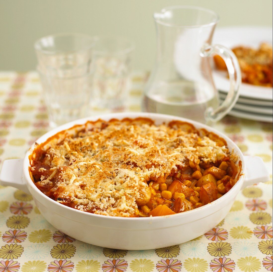 Vegetable bake with squash and sweetcorn