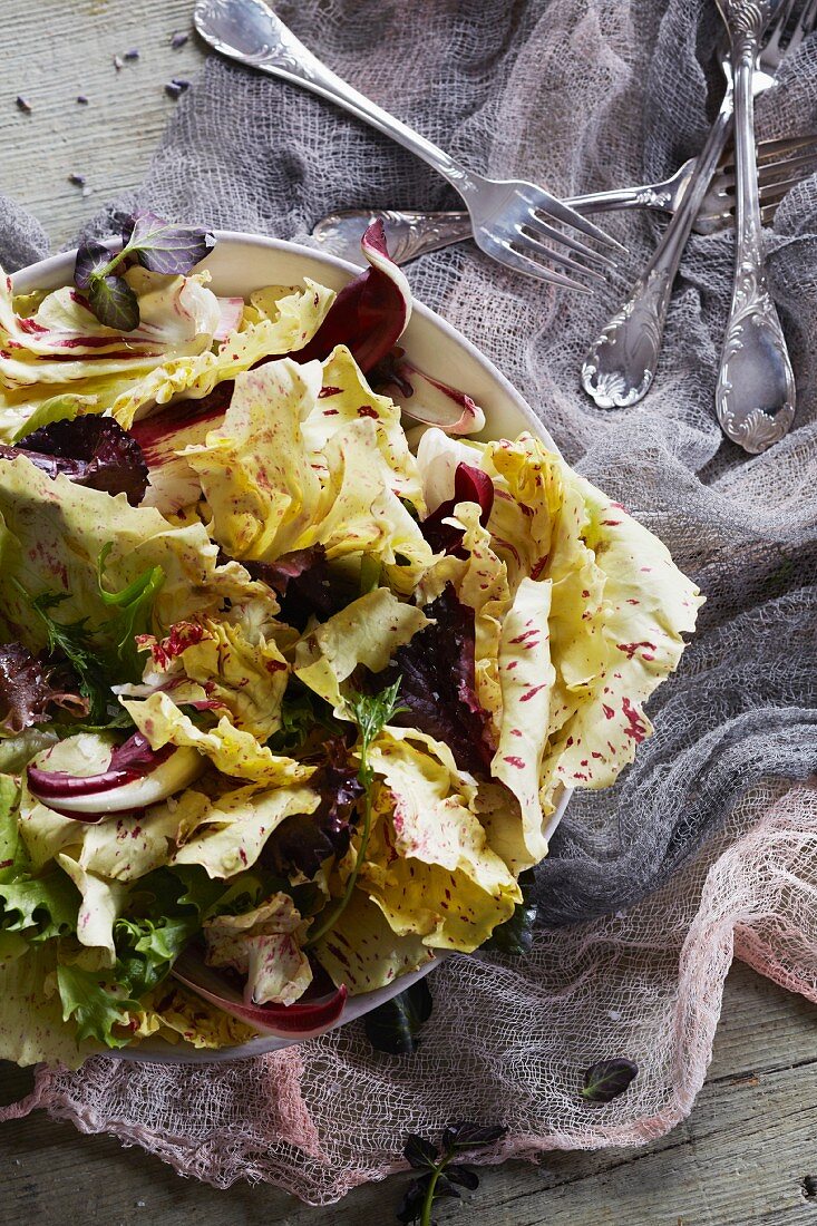 Blattsalat mit Castelfranco (Aufsicht)