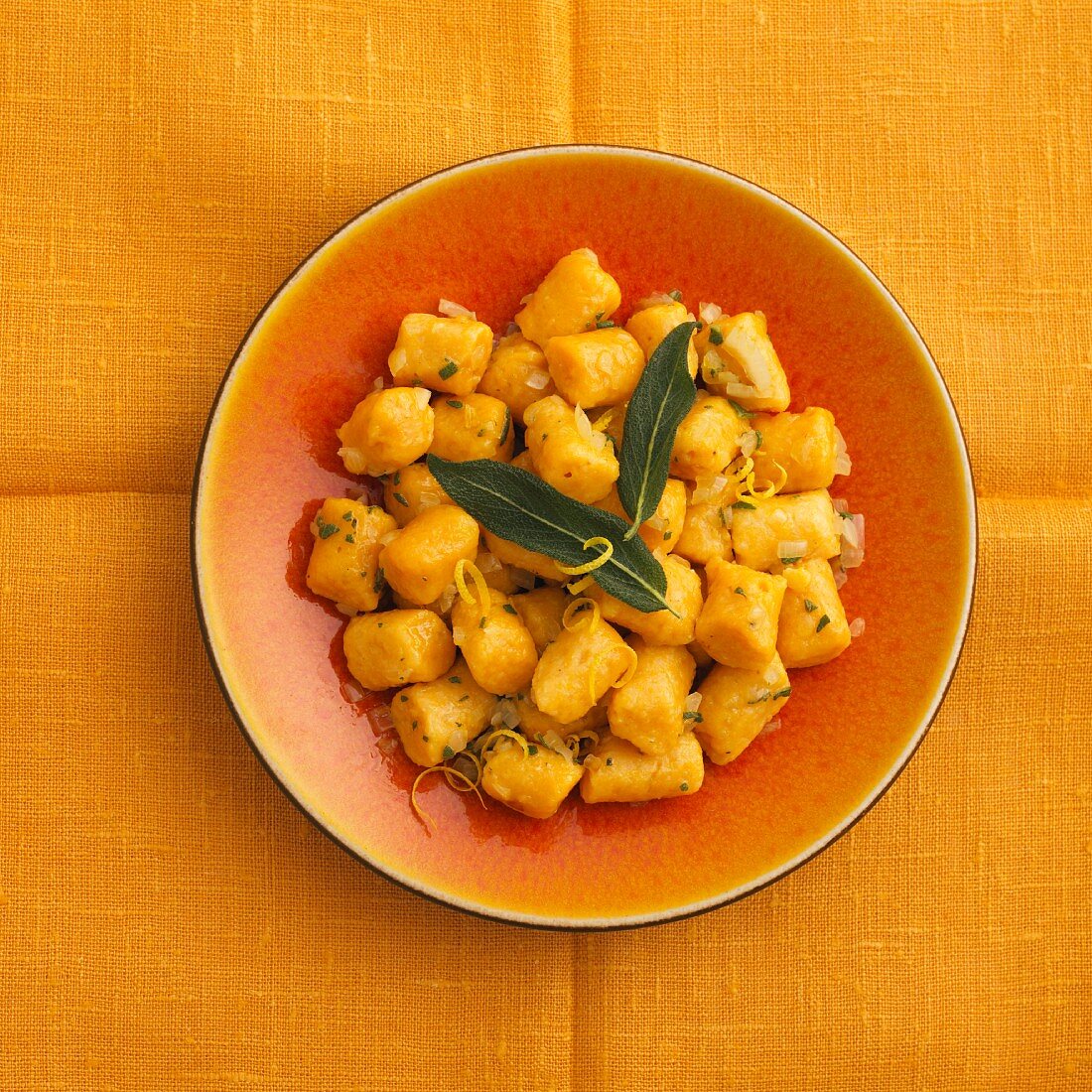 Gnocchi with sage and lemon zest (view from above)