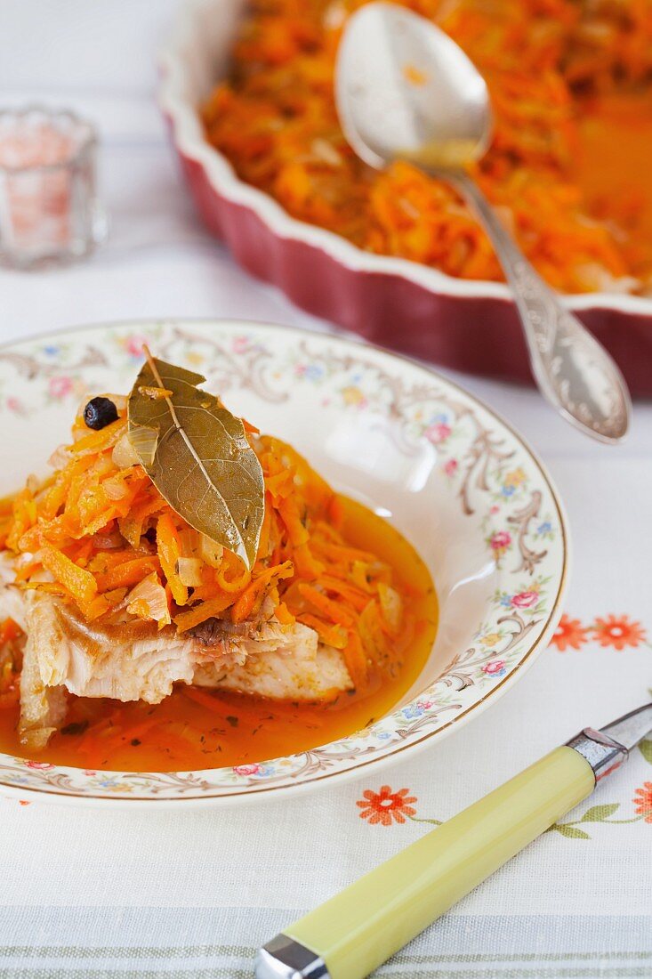 Fish with carrot marinade