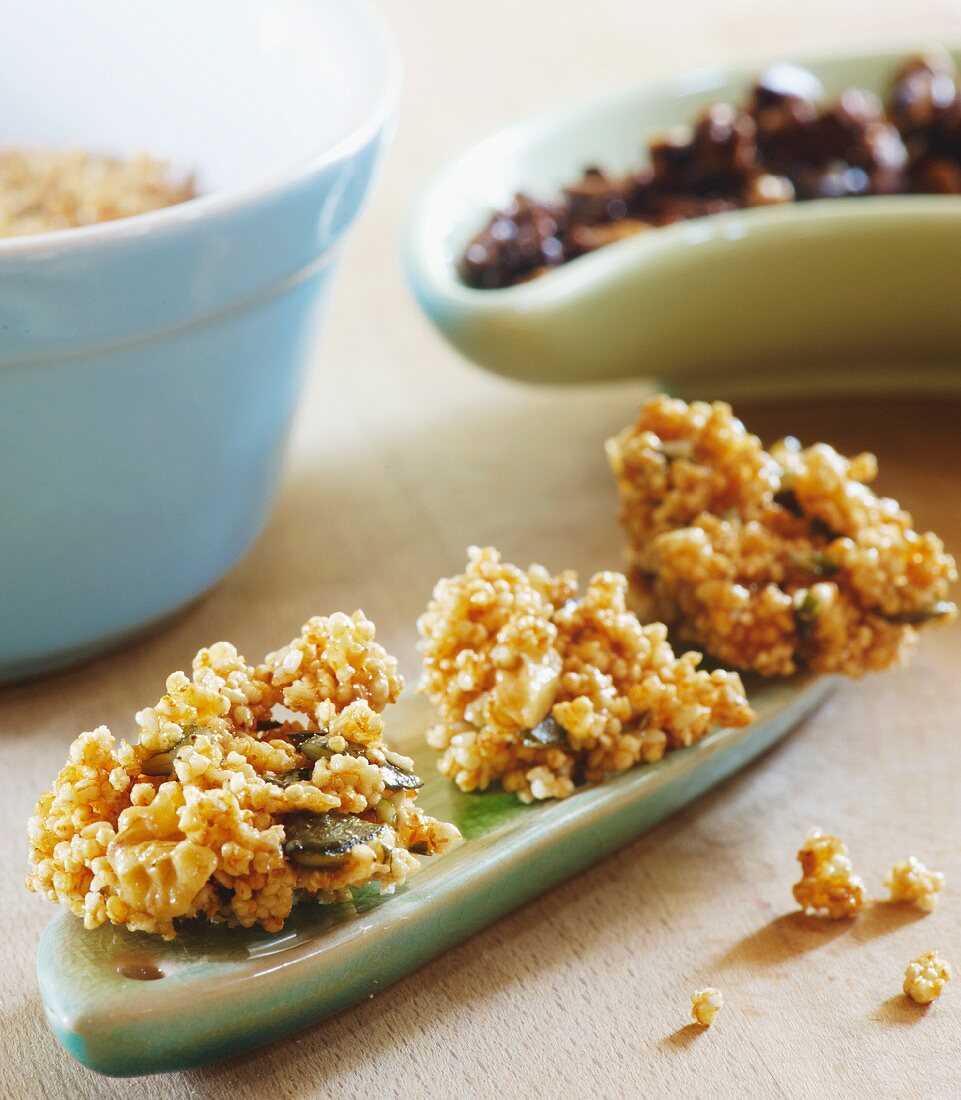 Healthy snack of puffed amaranth