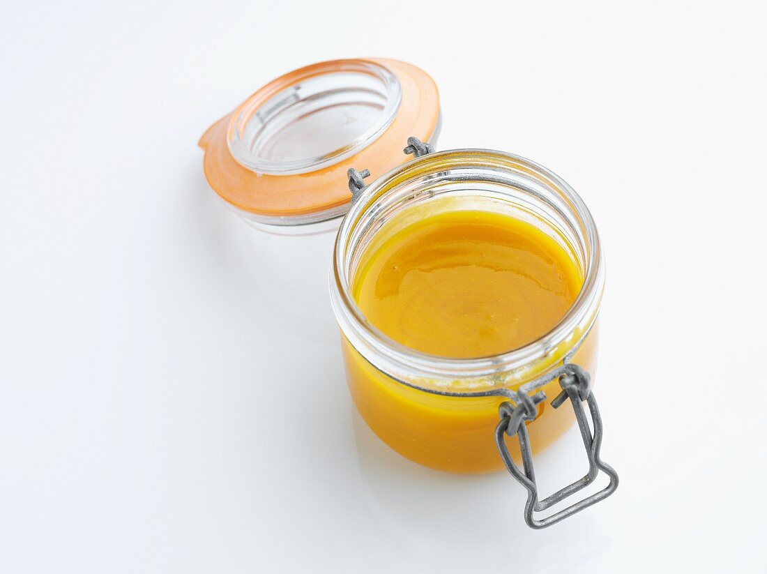 Mango sauce in a jar