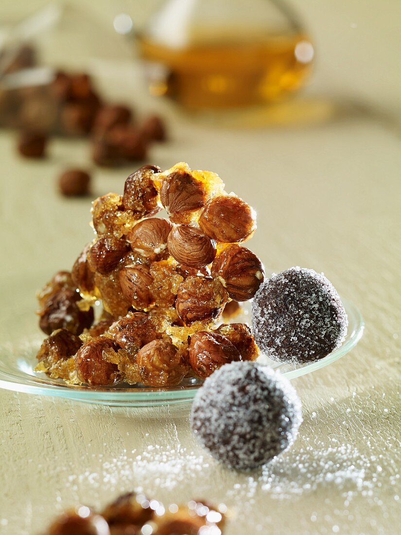 Nut brittle and rum truffles