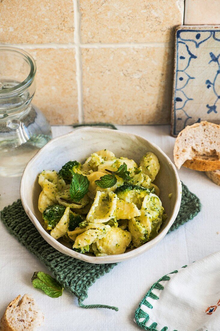 Orecchiette pasta with broccoli and mint