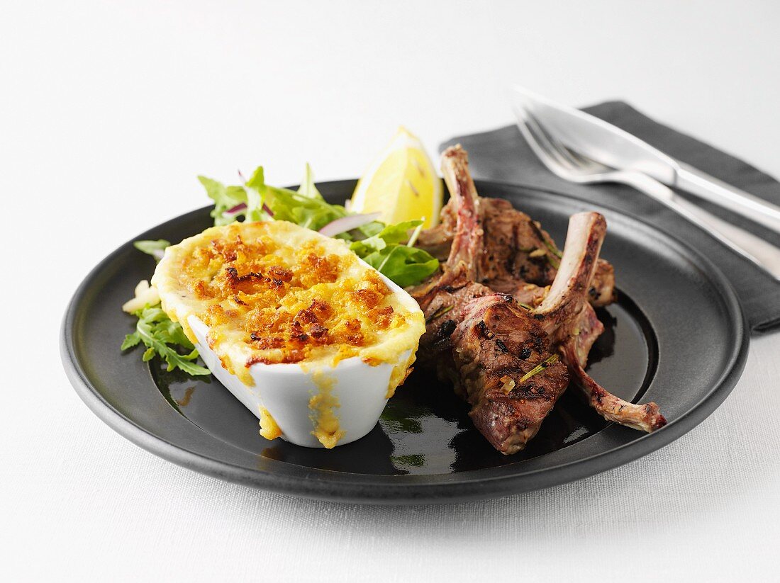 Lamb chops with potato gratin