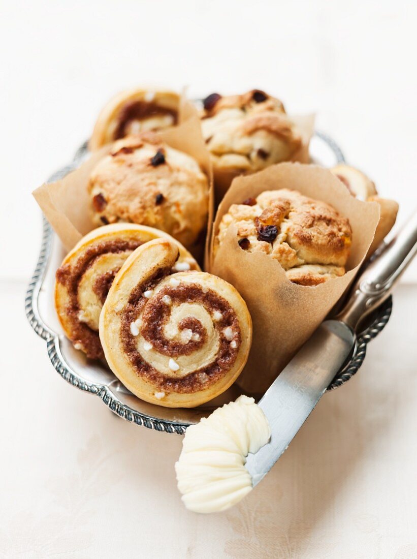 Mini panettone and cinnamon Danish pastries