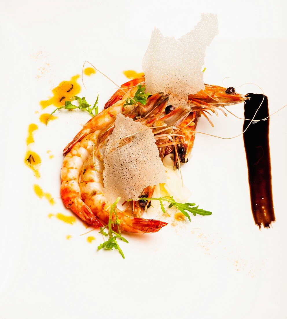 Grilled prawns with ginger and liquorice