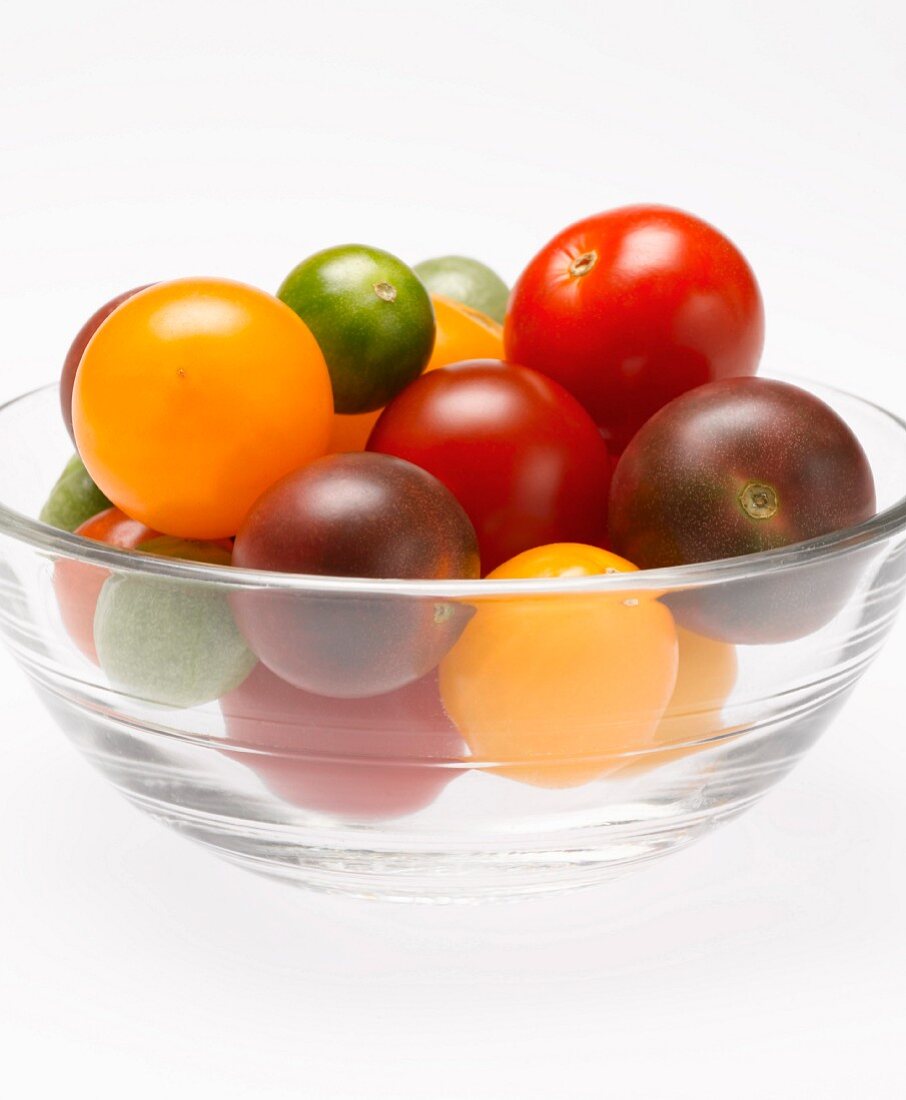 Bowl of Heirloom Cherry Tomatoes from Side