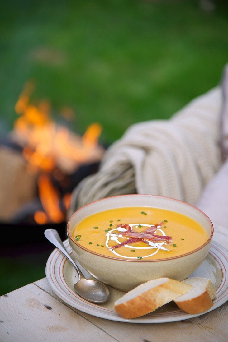 Pumpkin soup with bacon