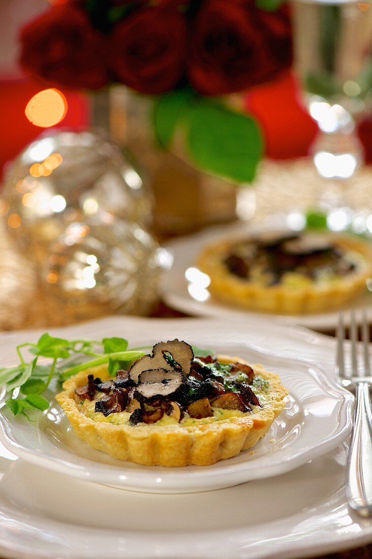 A mushroom and truffle tartlet