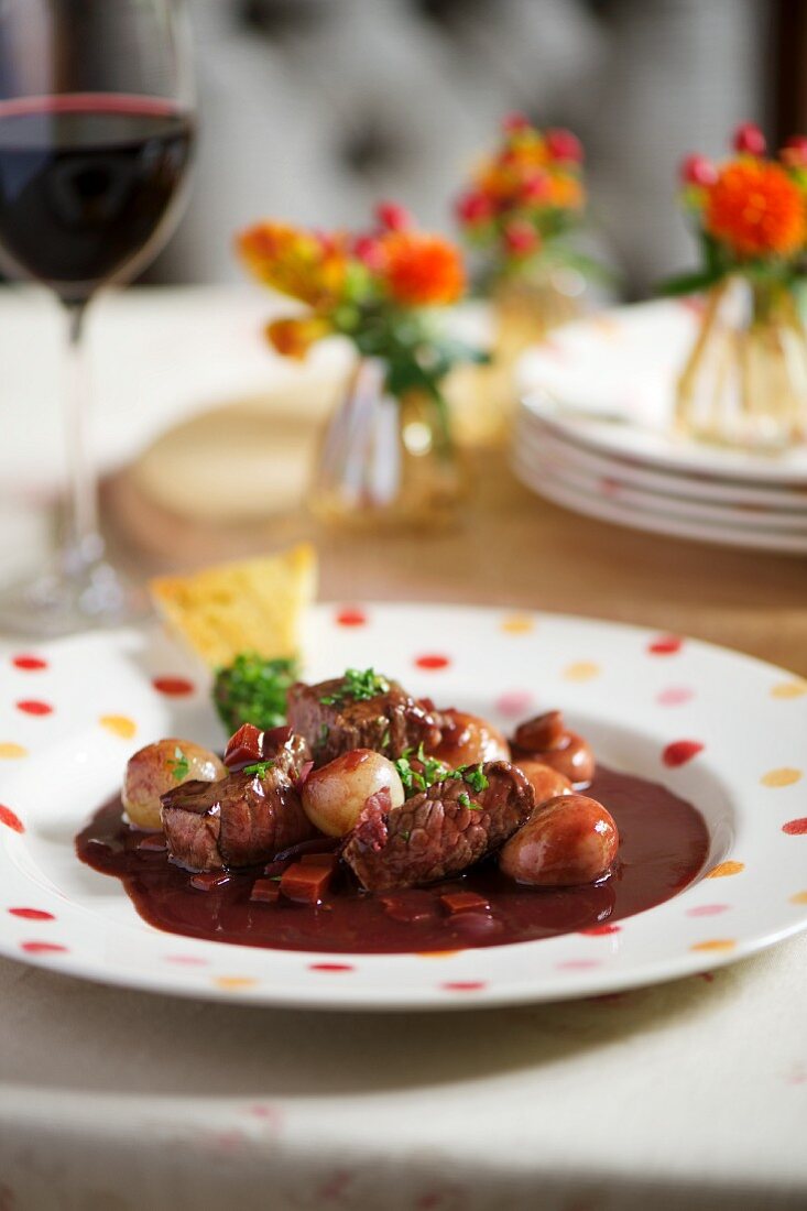 Boeuf Bourguignon (beef in a red wine sauce, France)