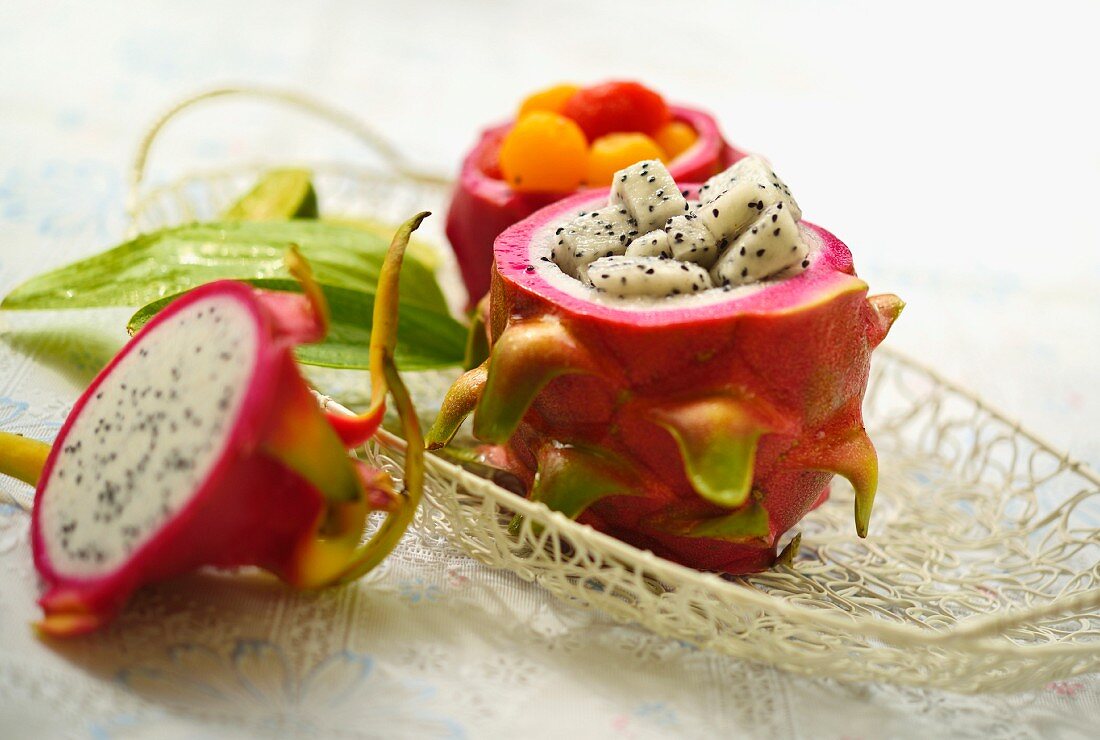 Pitahaya- und Melonensalat (Thailand)