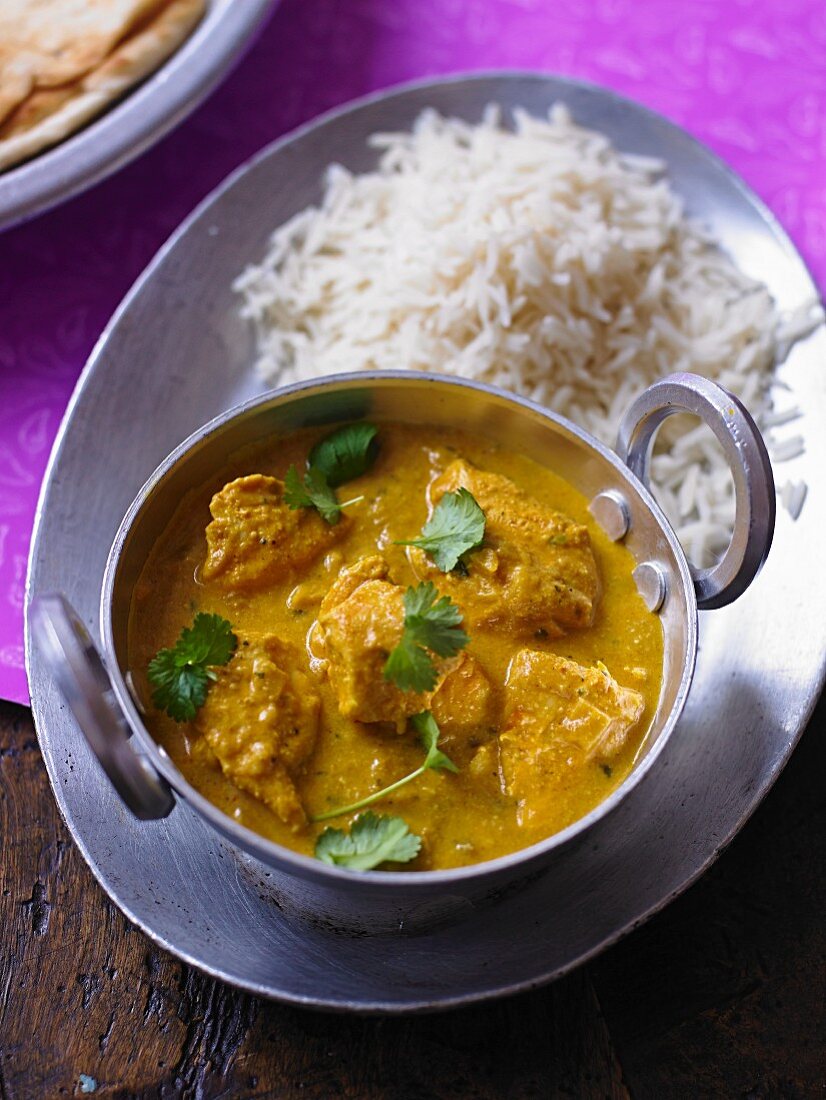 Chicken korma with rice