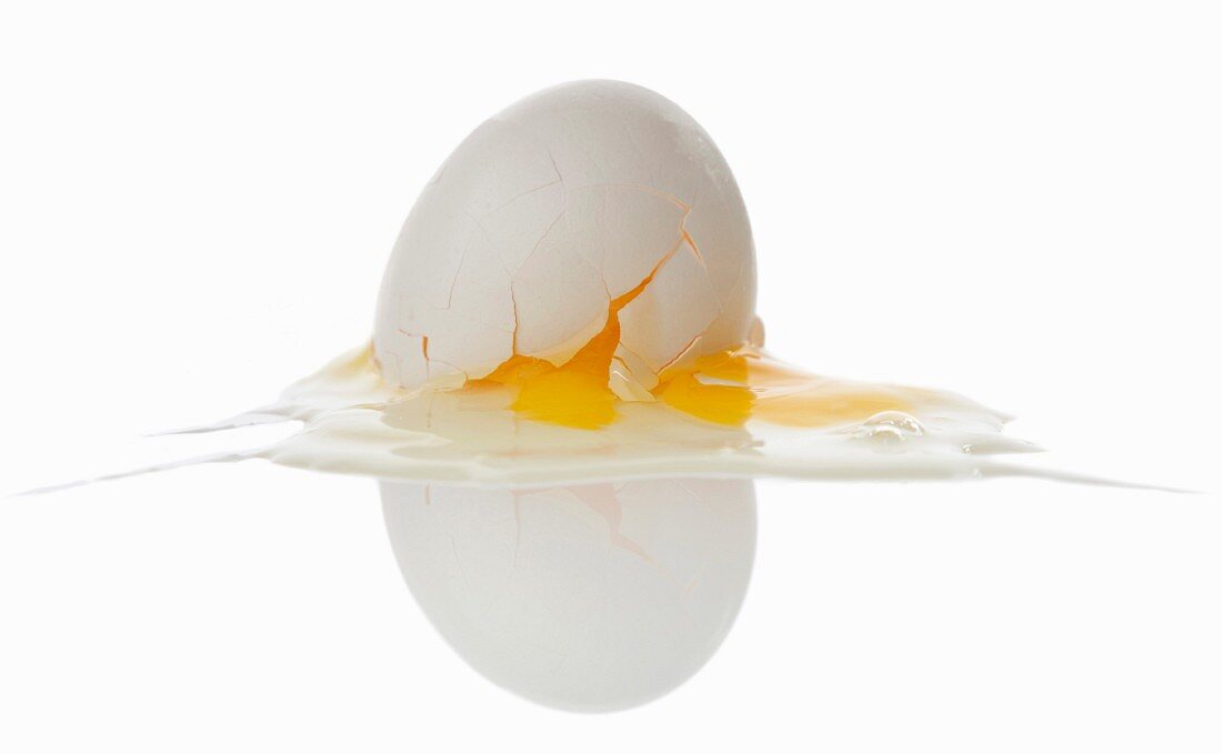 Broken Egg on White Background