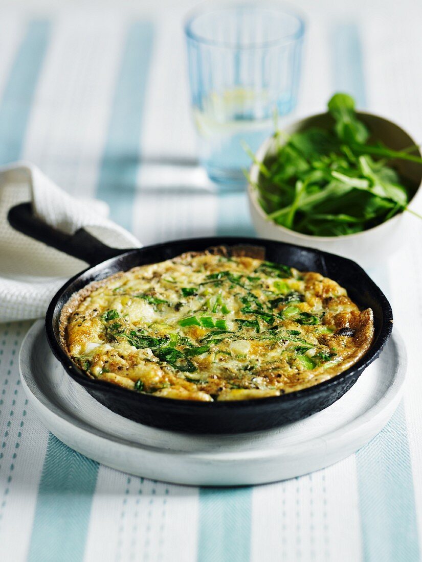 Frittata with spring onions, watercress and tarragon