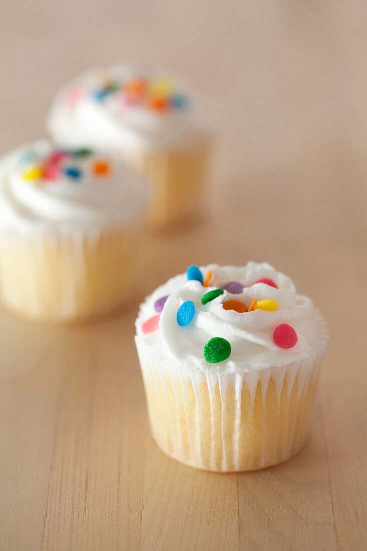 Vanilla Cupcakes With Colorful Sprinkles