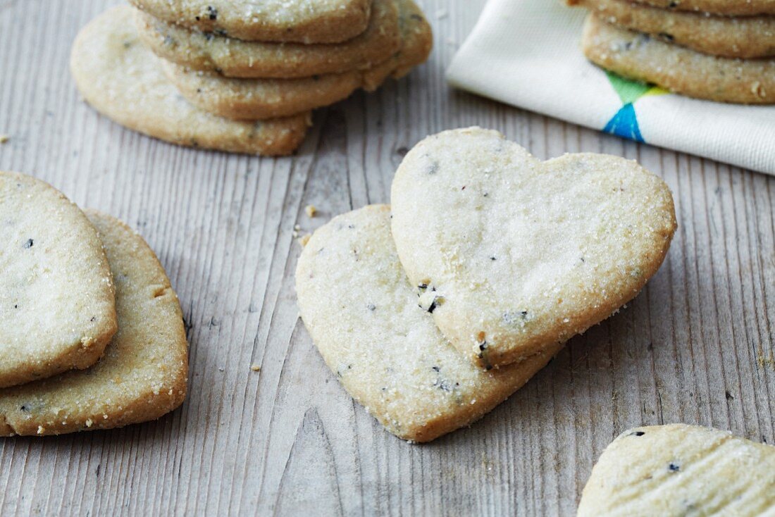 Heart-shaped vanilla biscuits