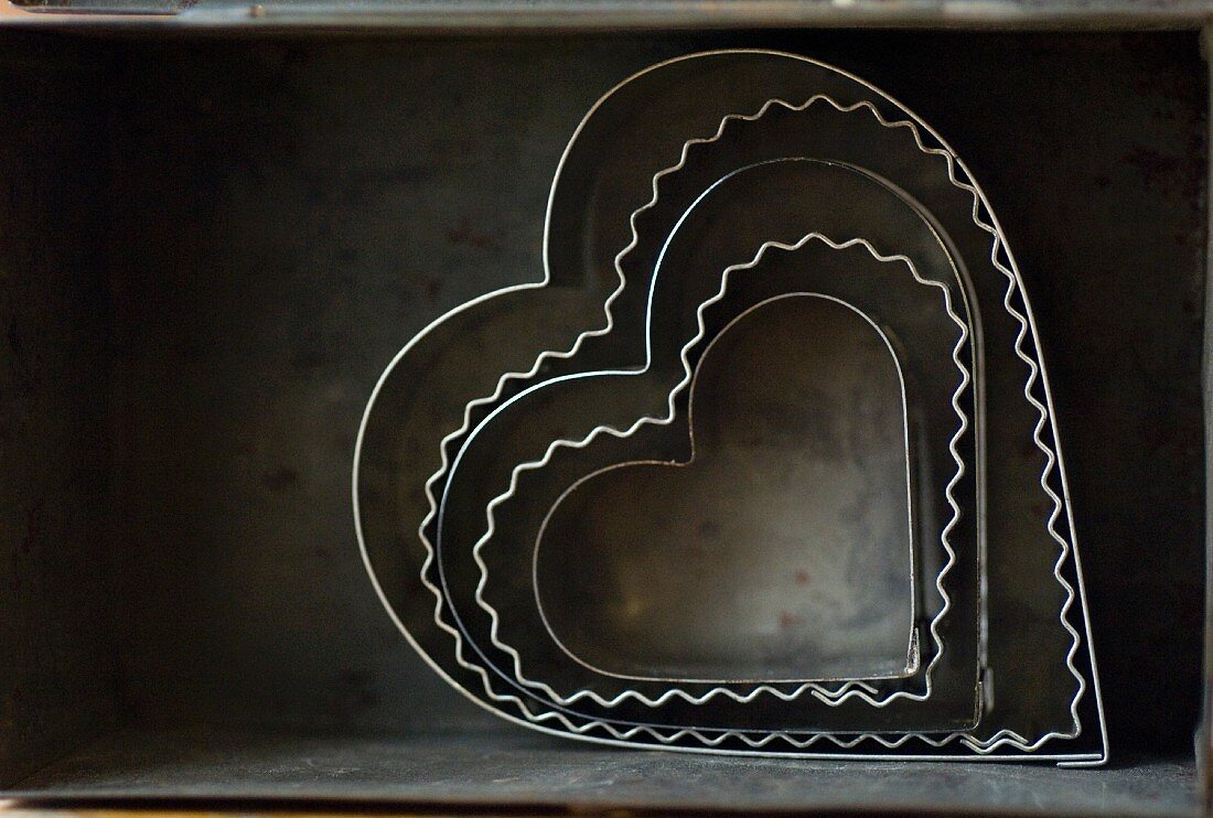 Heart-shaped baking moulds