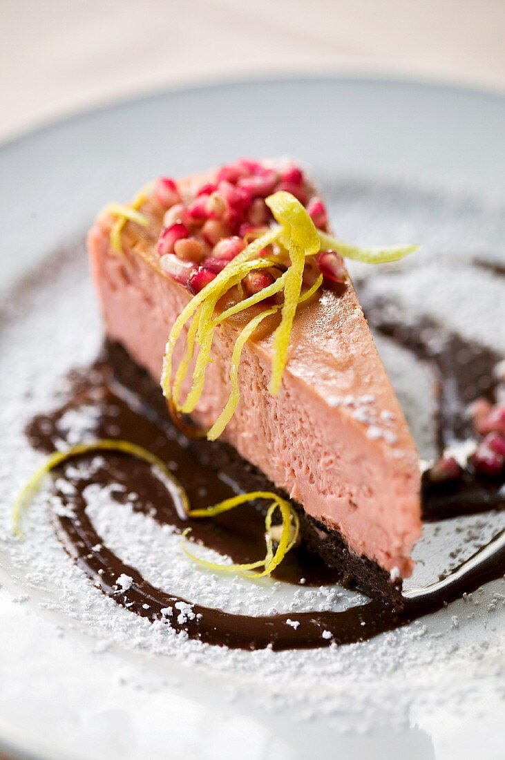 Mousse Cake With Pomegranate Seeds