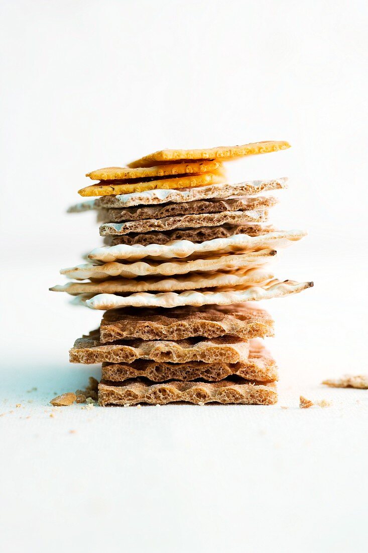 A stack of various crispbreads