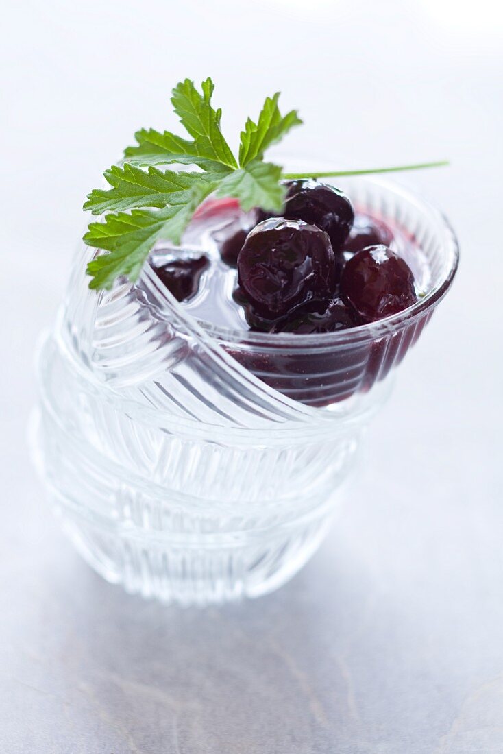 A bowl of cherry jam