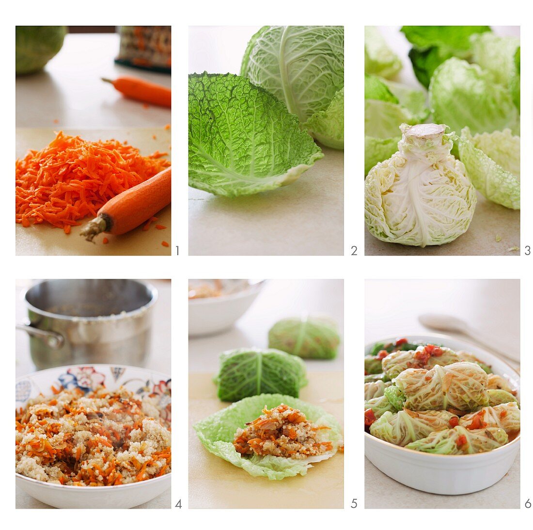 Vegetarian stuffed cabbage rolls being made