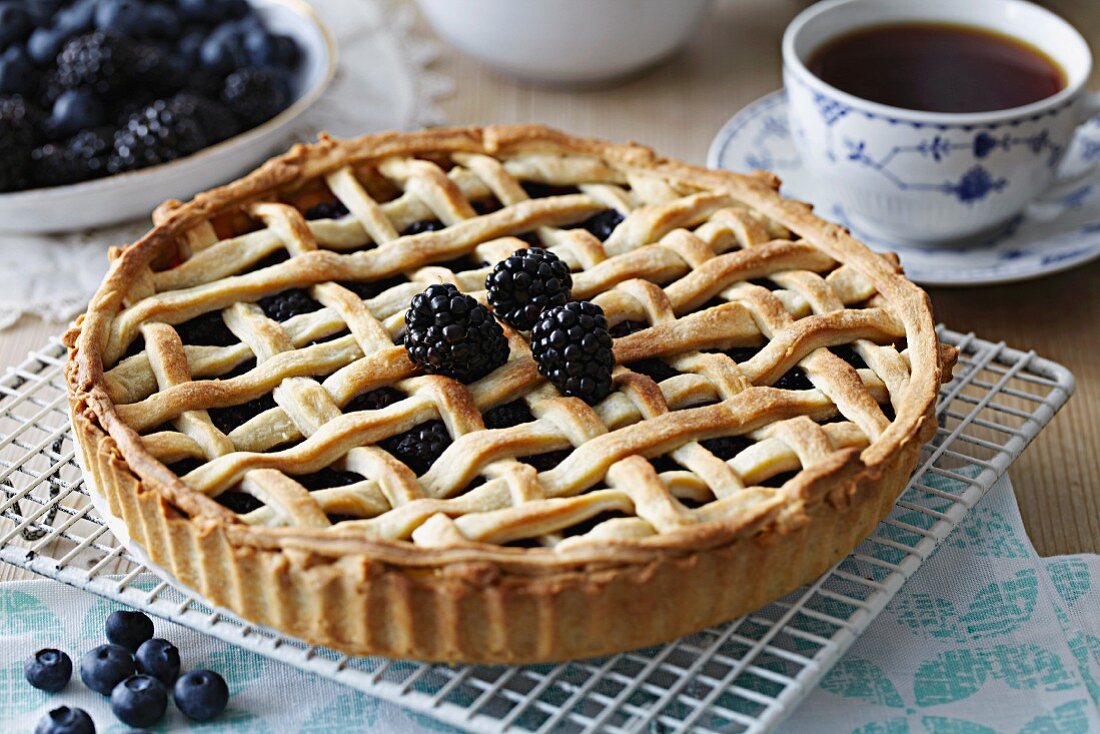 Blackberry and blueberry tart