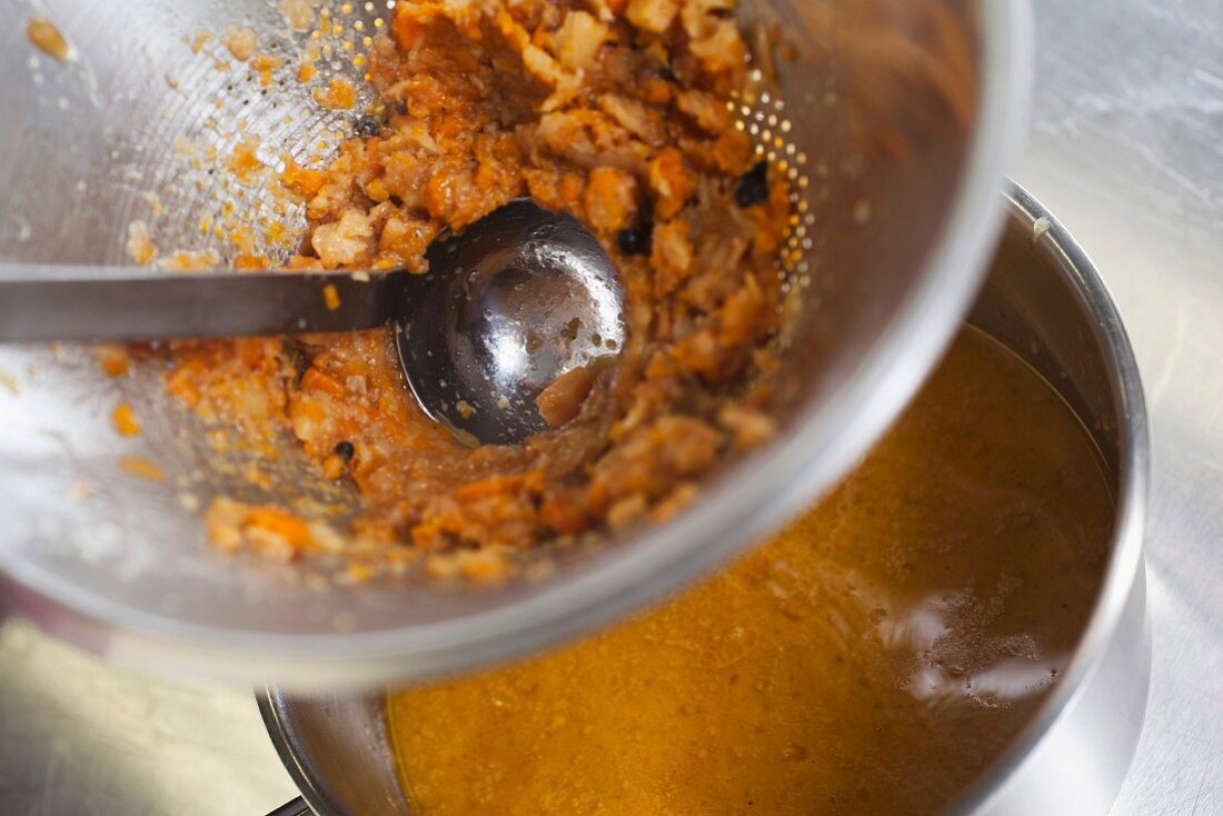 preparation of the sauce for a typical Czech dish called Svickova