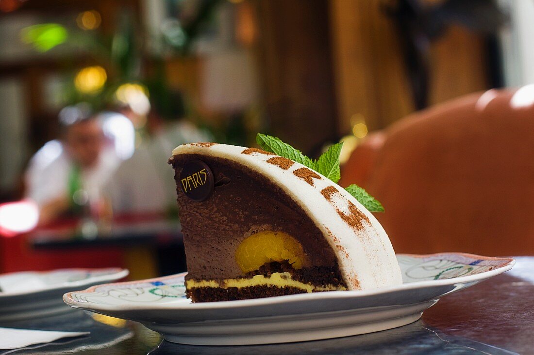 a chocolate cake with marcipan and orange