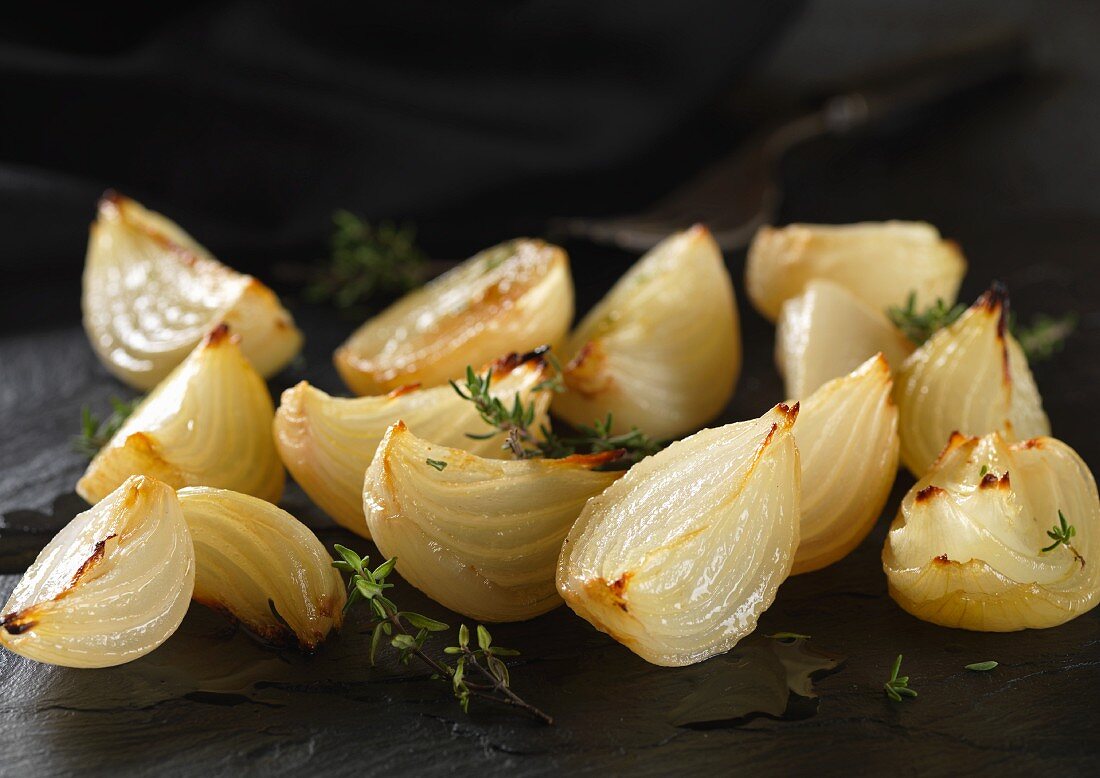 cippolini onions roasted with thyme