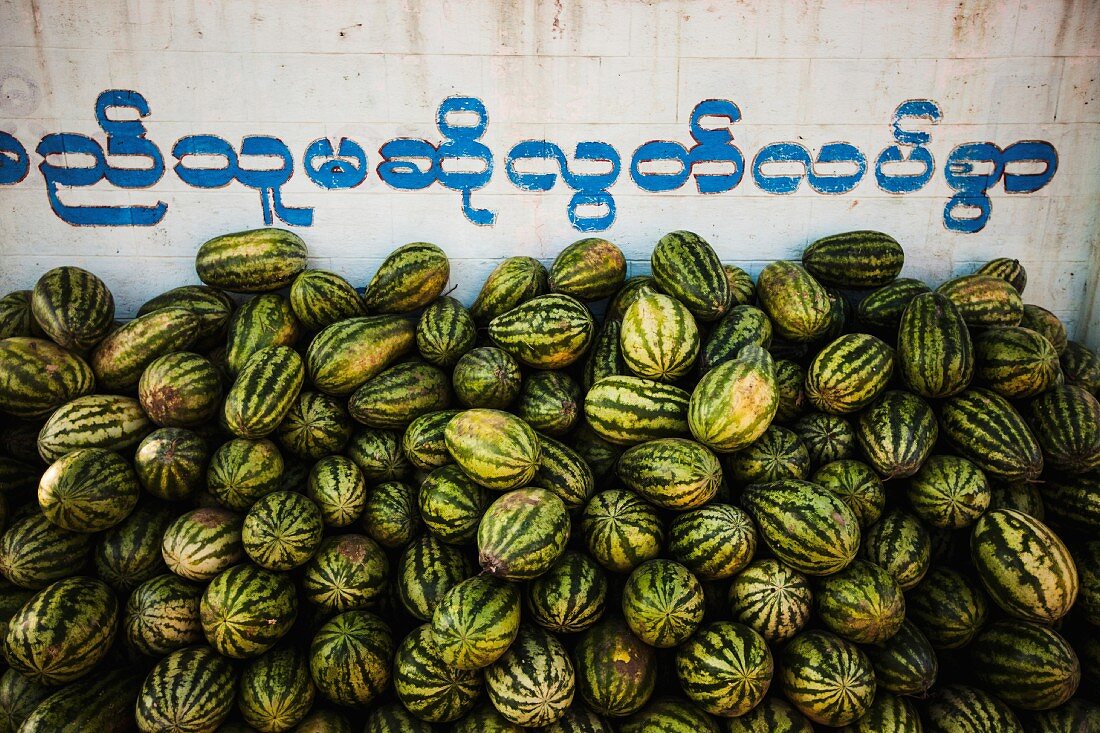 Pile of Watermelons at Market, Myanmar