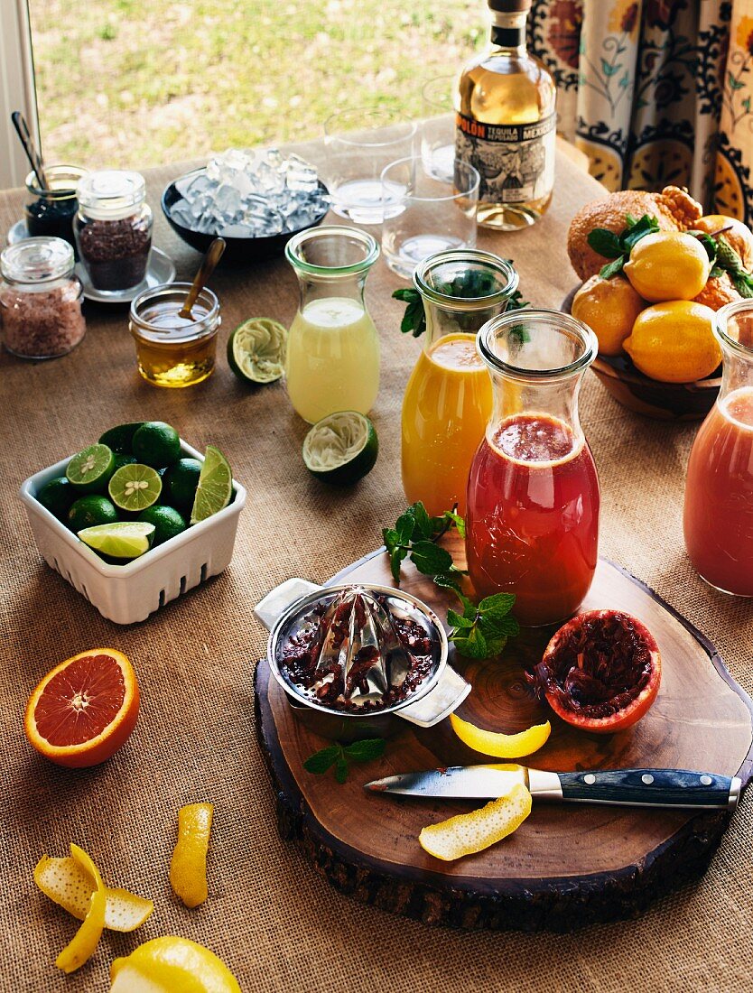 Ingredients for Margarita Cocktails, High Angle View