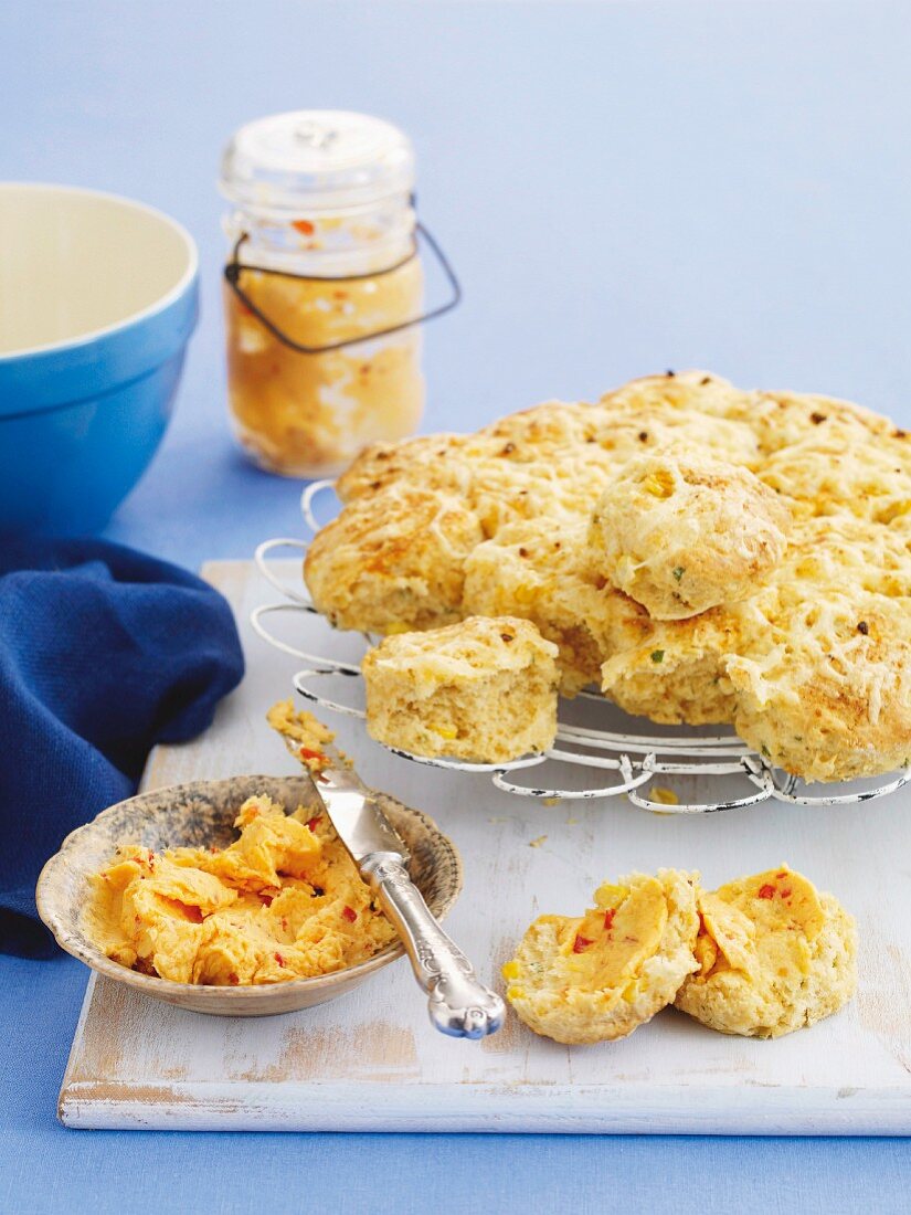 Mexican corn scones with chilli butter