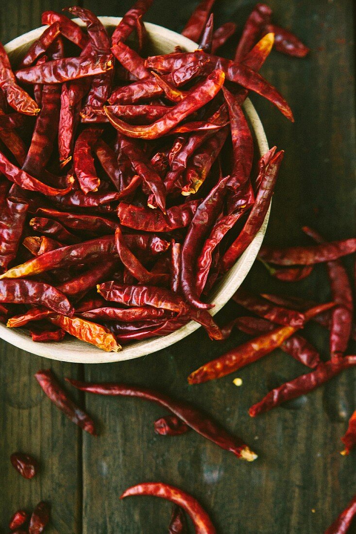 Bowl of Dried Hot Chili Peppers